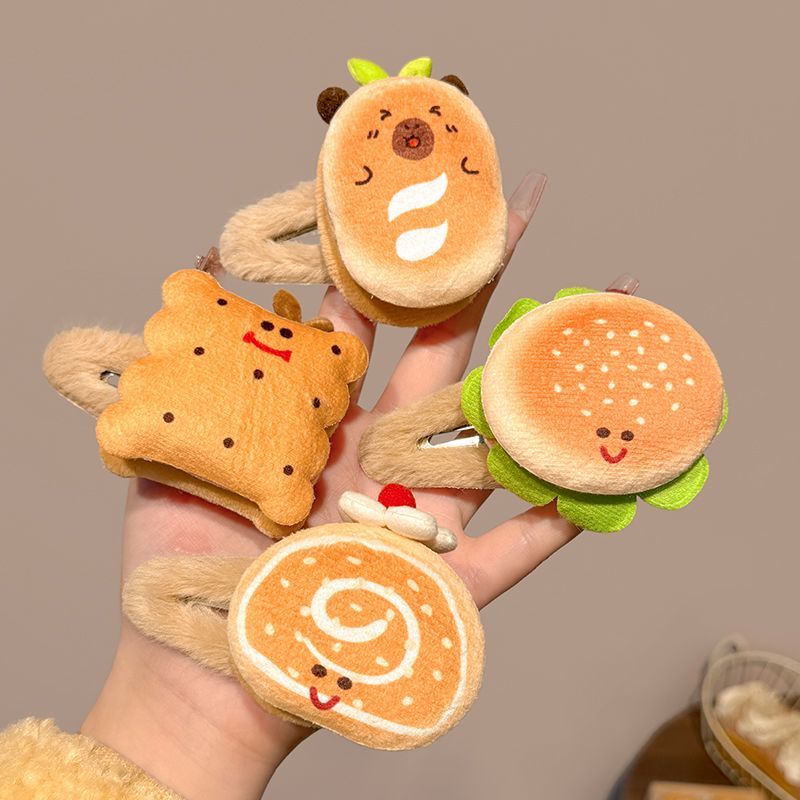 Cartoon fun cookie burger plush hairpin