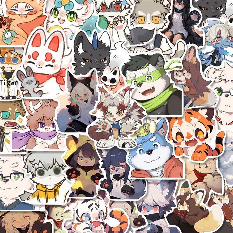 Customizable computer stickers two-dimensional furry