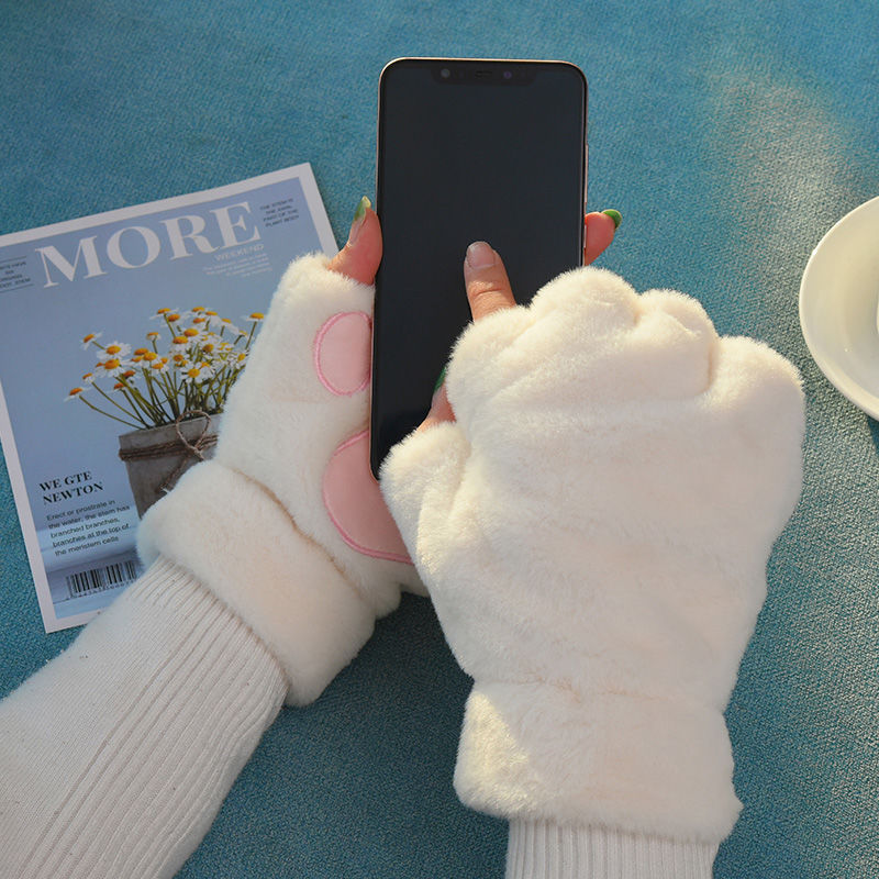 women's cute winter cat claw gloves