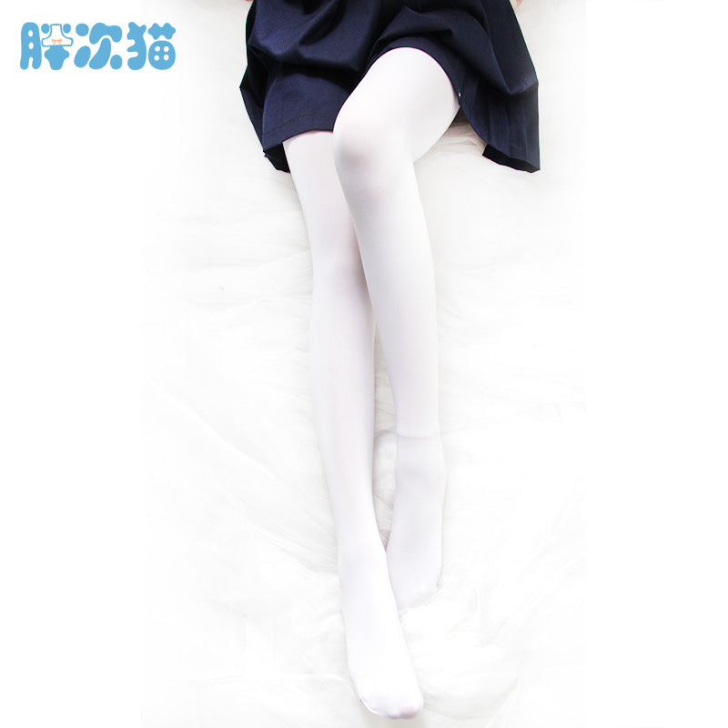 80D velvet pantyhose white silk black stockings