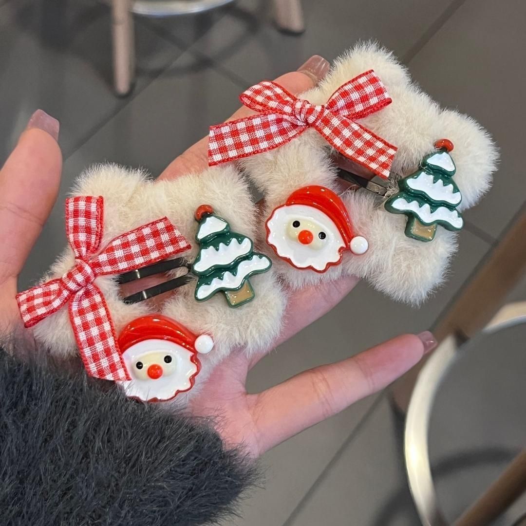 Christmas style plush five-pointed star hairpin