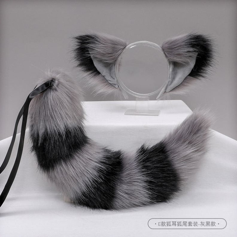 Tail cos cute plush animal ears headdress tail