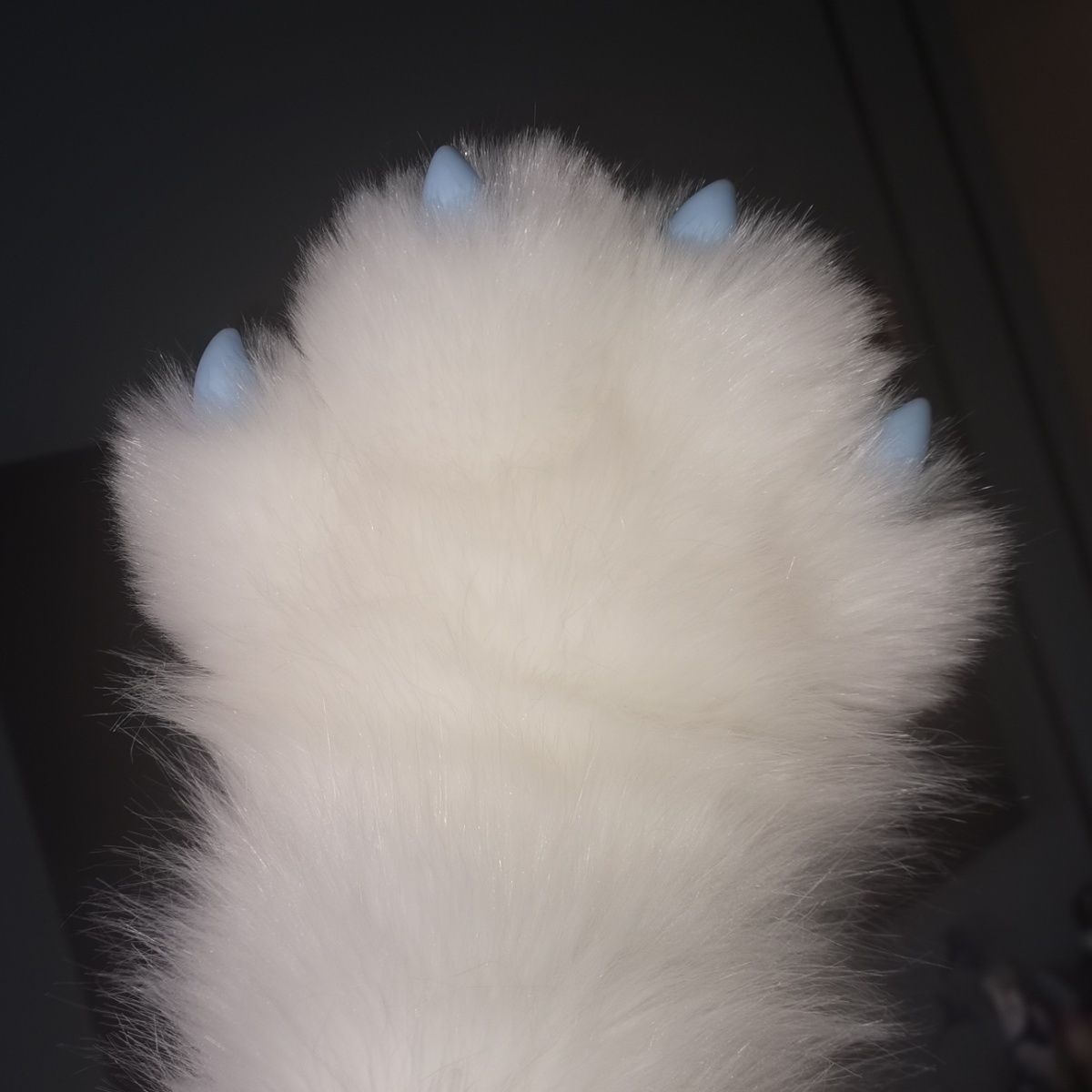 Blue Cute Plush Animal Claw Fingerless Gloves