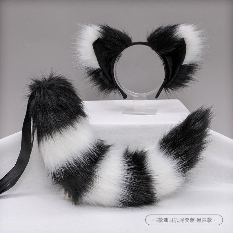Tail cos cute plush animal ears headdress tail