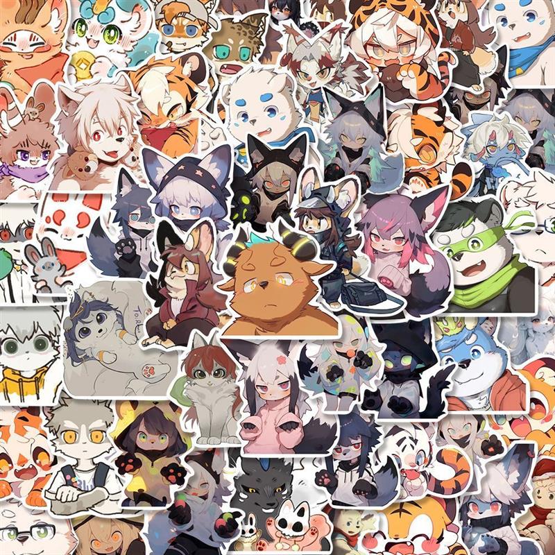 Customizable computer stickers two-dimensional furry