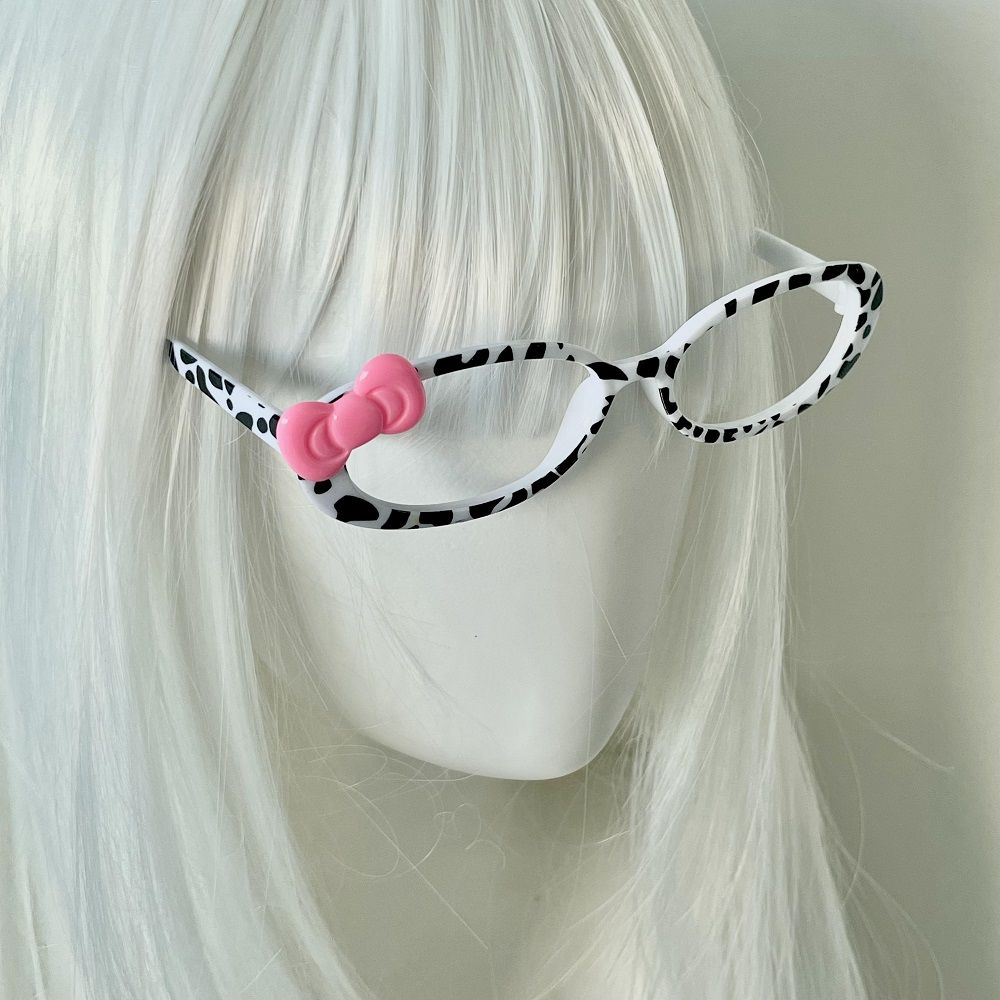 y2k retro cow pattern bow eyeglass frame
