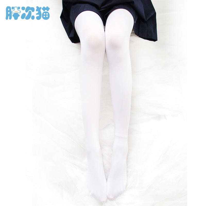 80D velvet pantyhose white silk black stockings