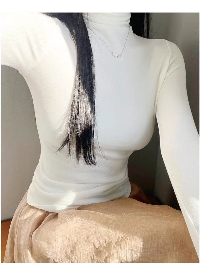 Autumn and winter pure desire style pile high collar German velvet bottoming shirt