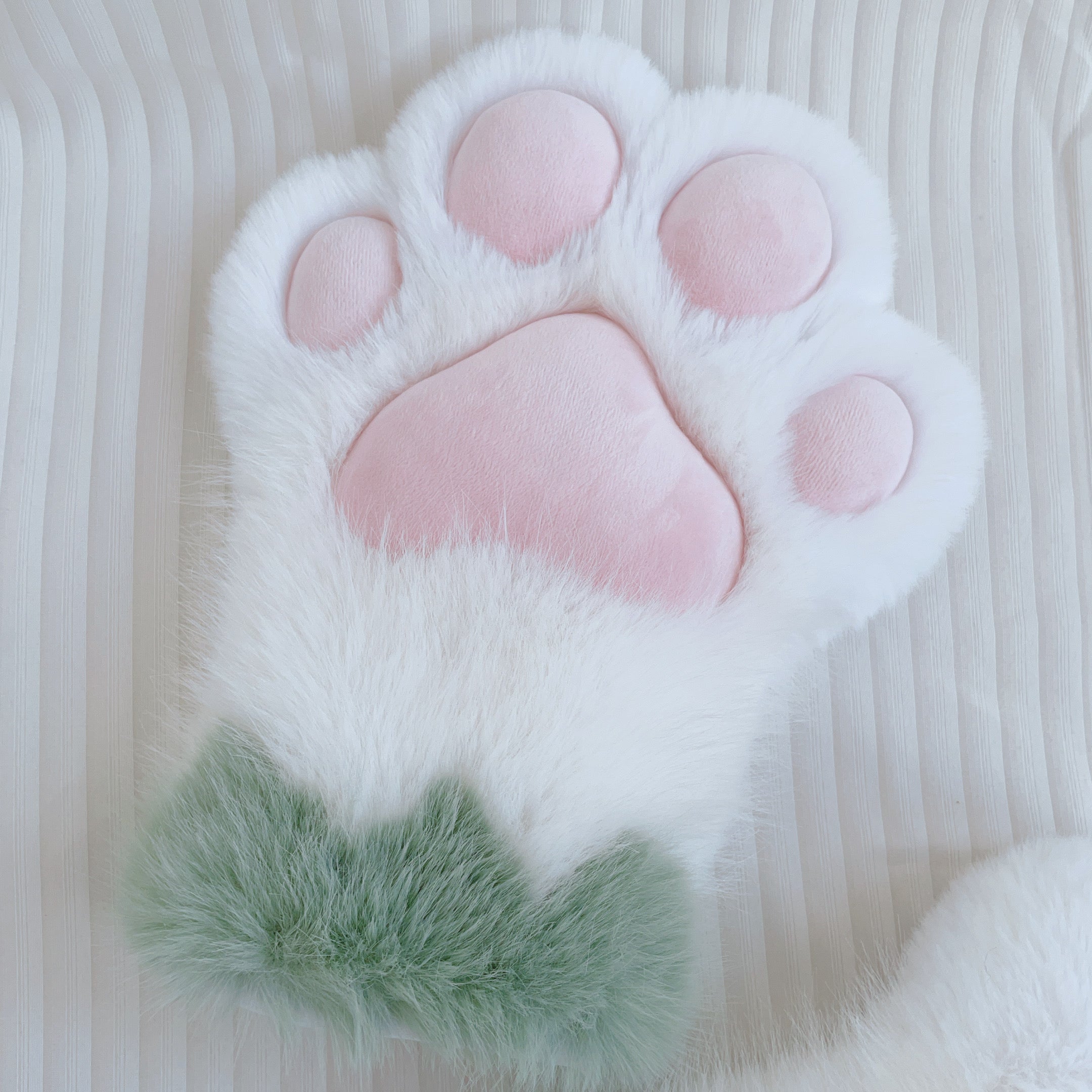 Cute white and green plush gloves animal claws