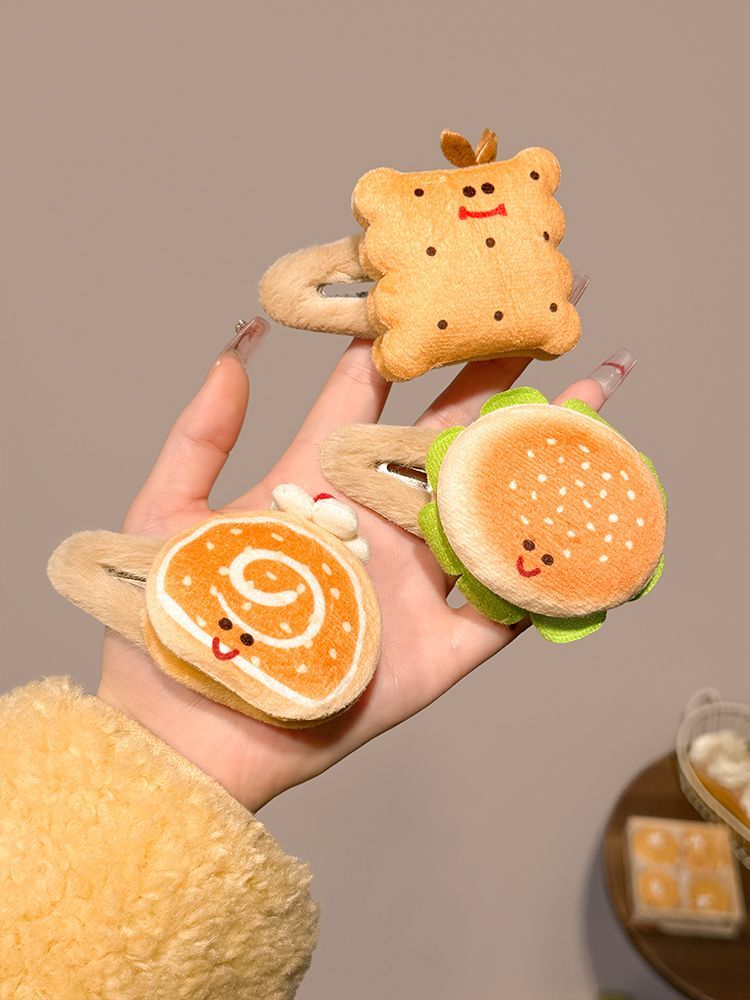 Cartoon fun cookie burger plush hairpin