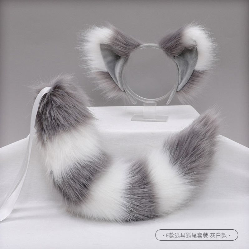 Tail cos cute plush animal ears headdress tail