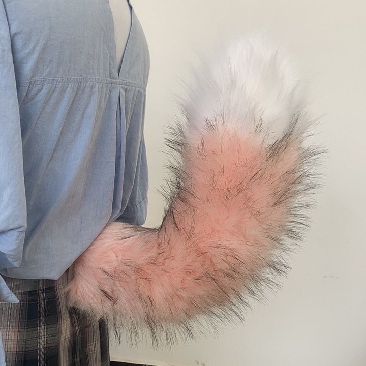 Movable animal tail, white fox