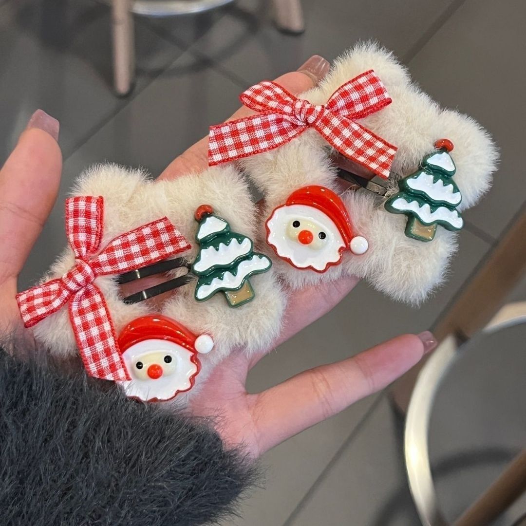 Christmas style plush five-pointed star hairpin