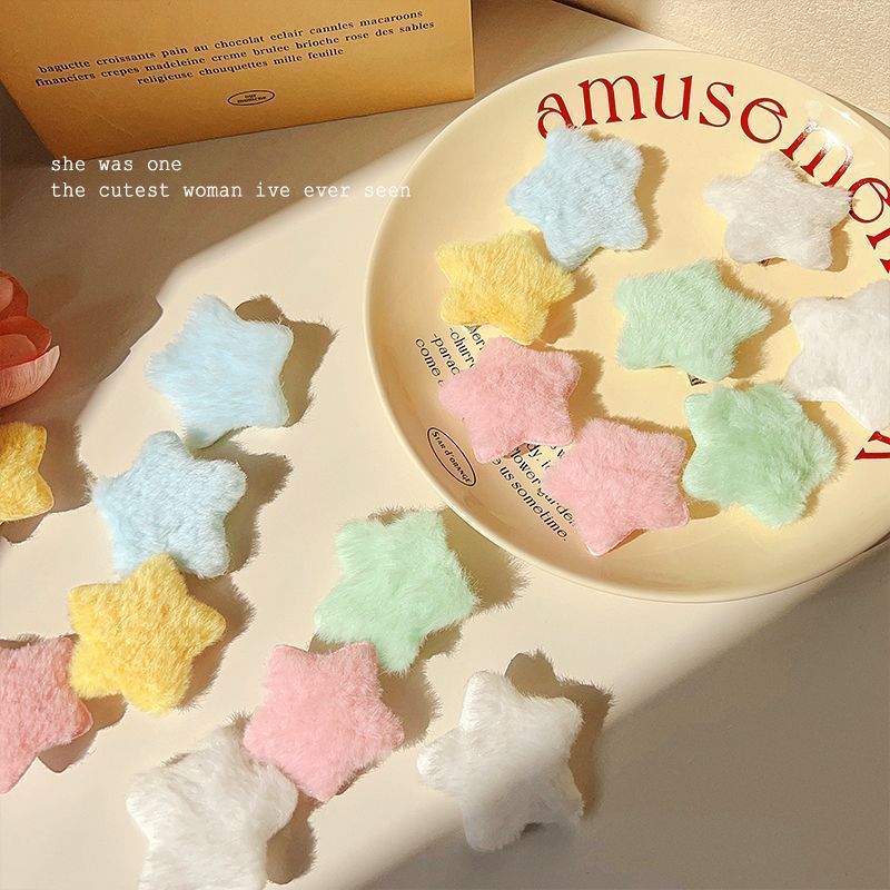 Colorful five-pointed star fur hair clip