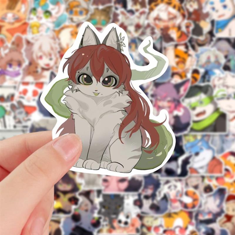 Customizable computer stickers two-dimensional furry
