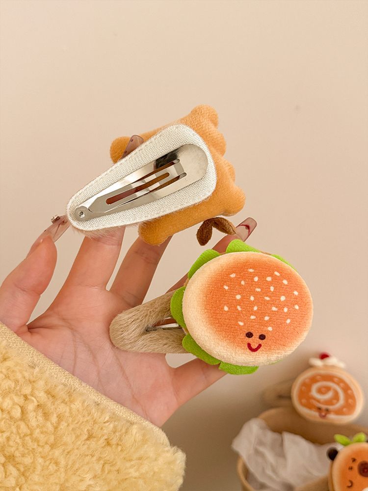 Cartoon fun cookie burger plush hairpin