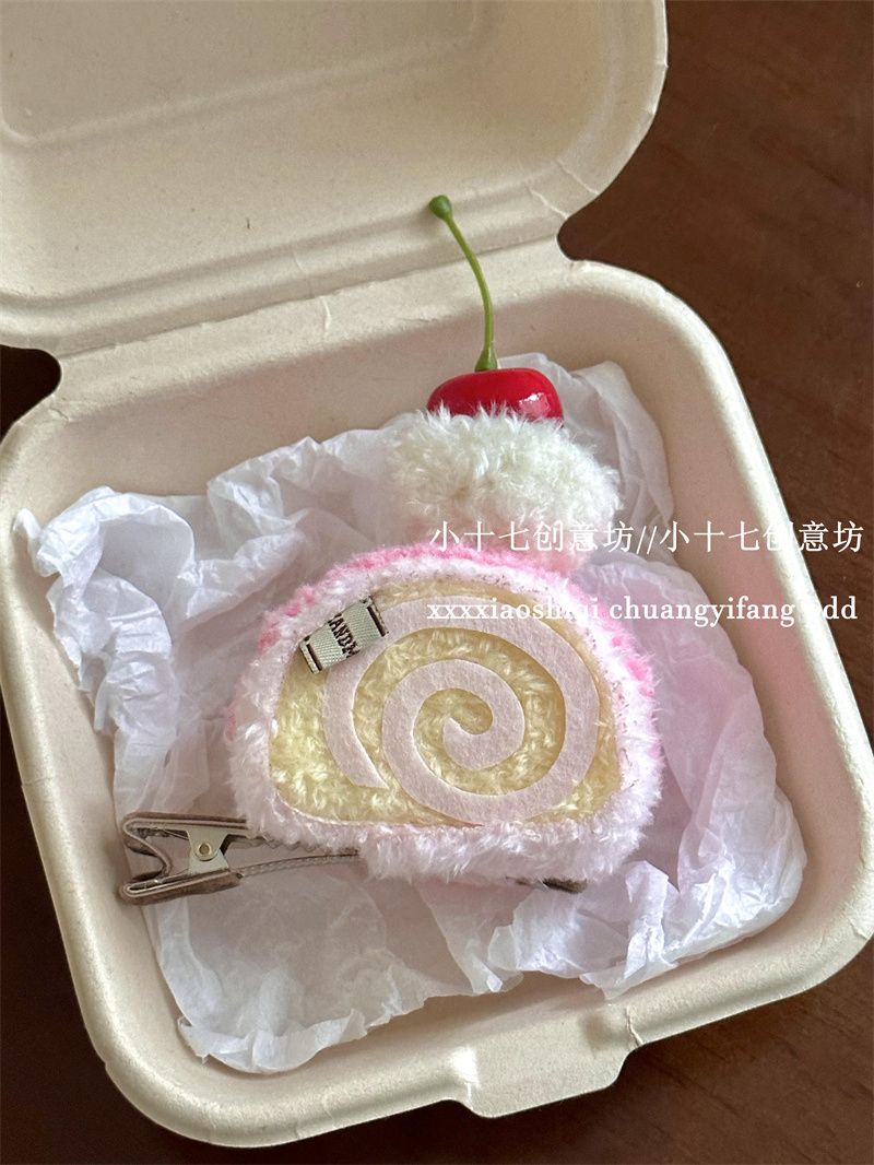 Cute Simulation Cake Plush Hair Clip