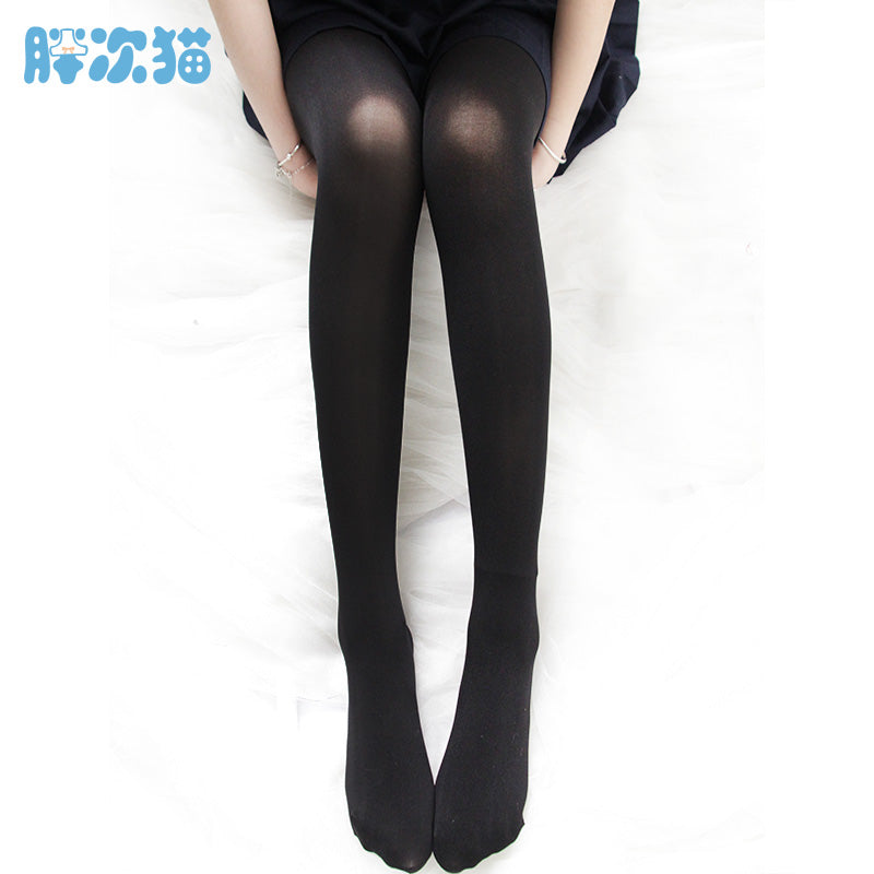80D velvet pantyhose white silk black stockings