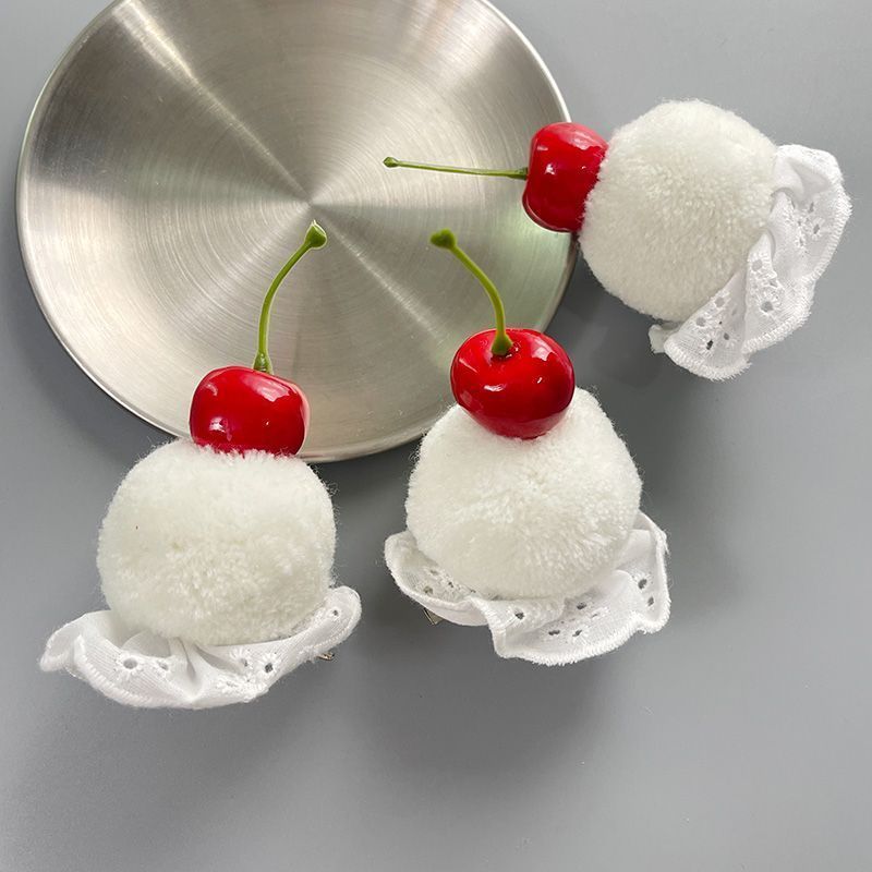 Fun Girl Cream Cherry hair clip