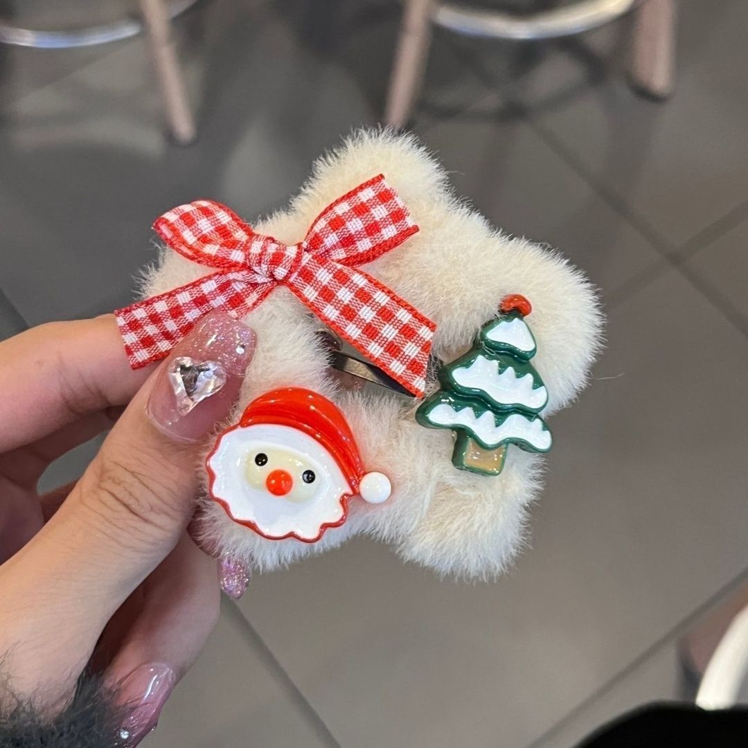 Christmas style plush five-pointed star hairpin