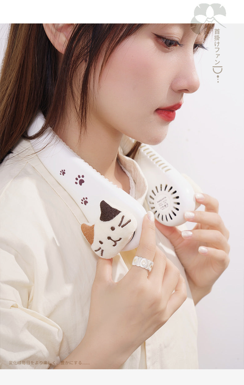 New style small fan for three-color cat hanging neck
