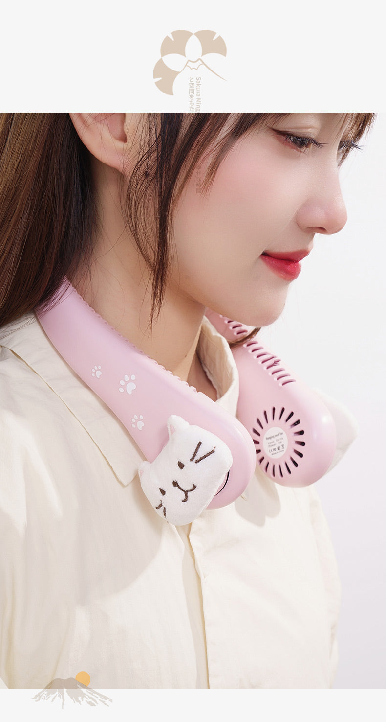 New style small fan for three-color cat hanging neck
