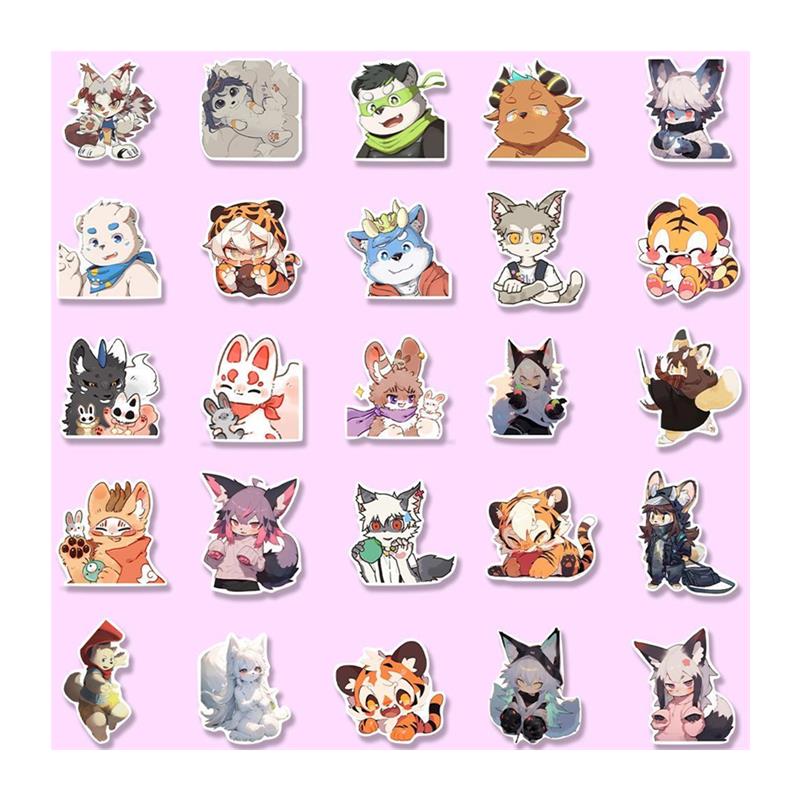 Customizable computer stickers two-dimensional furry