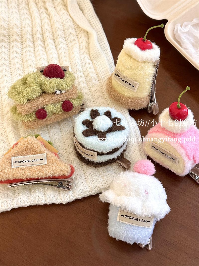 Cute Simulation Cake Plush Hair Clip