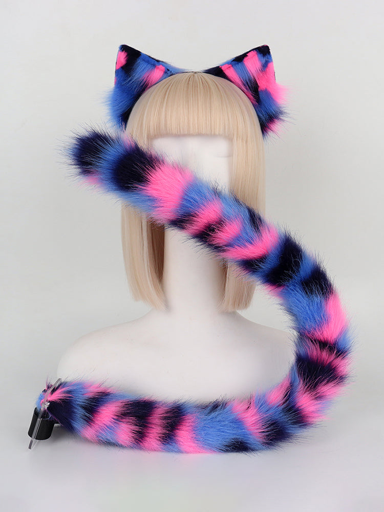 Plush Simulation Cat Ears Headdress Cat Tail Set