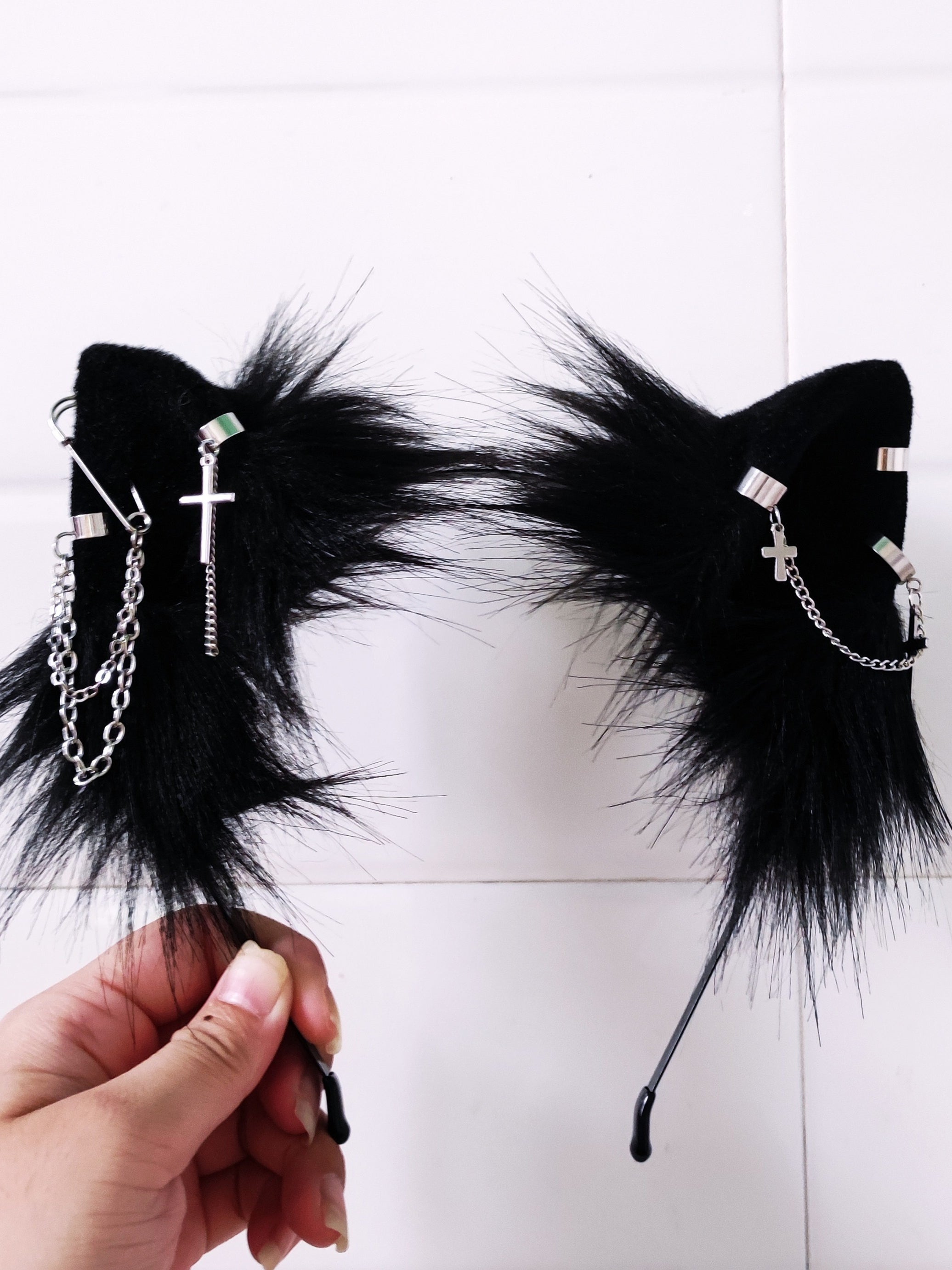 Simulation black cat animal ears headband