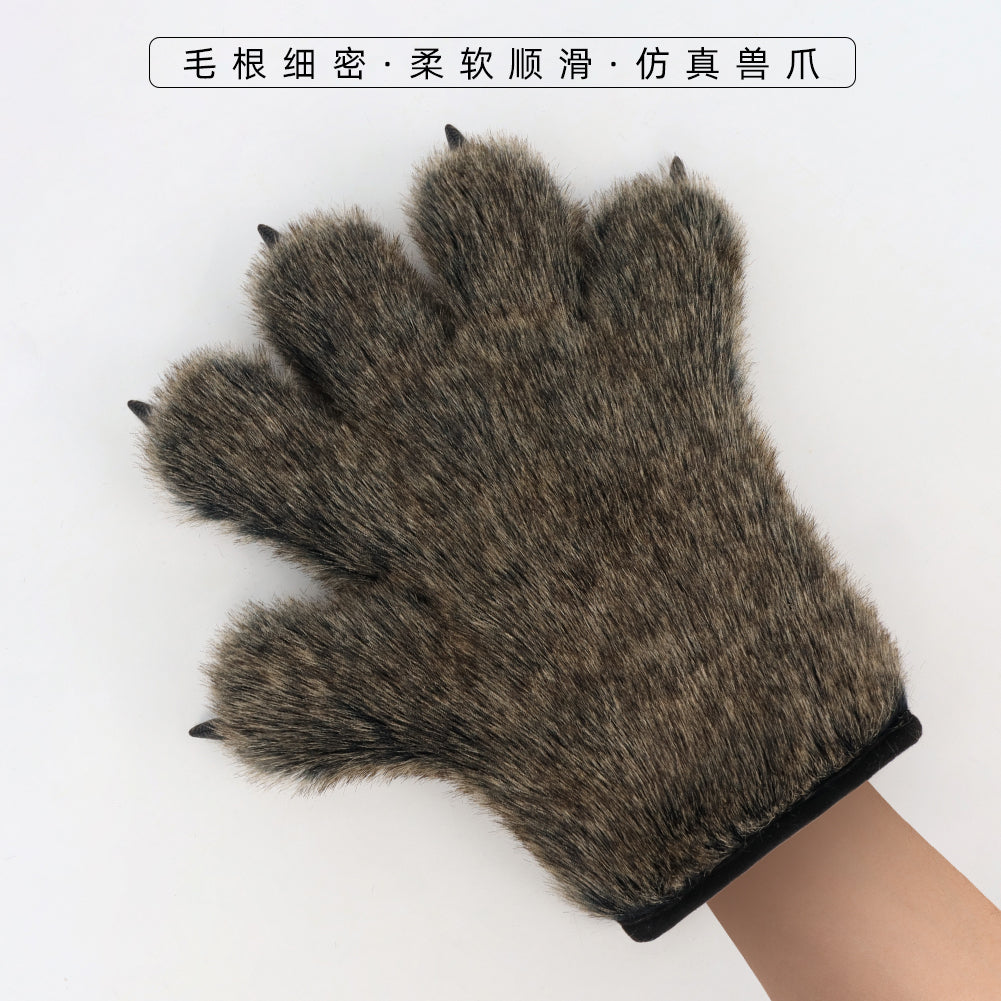 New Gloves Wolf Claw Plush Simulation Tail