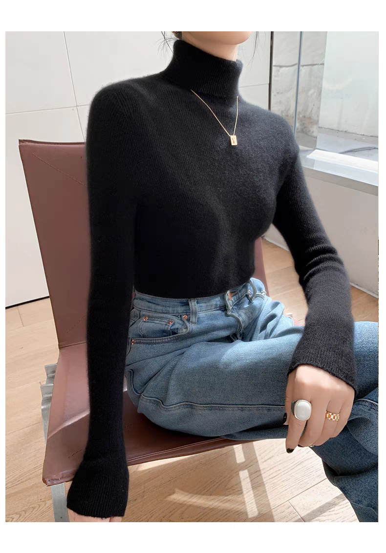 Autumn and Winter Fashion 100 Turtleneck Slim Cardigan