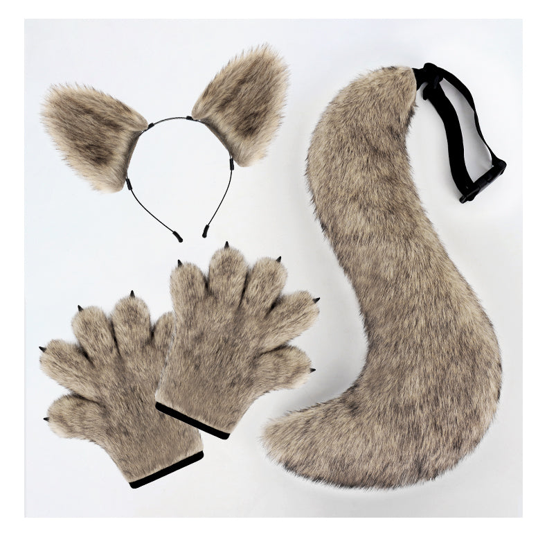 New Gloves Wolf Claw Plush Simulation Tail