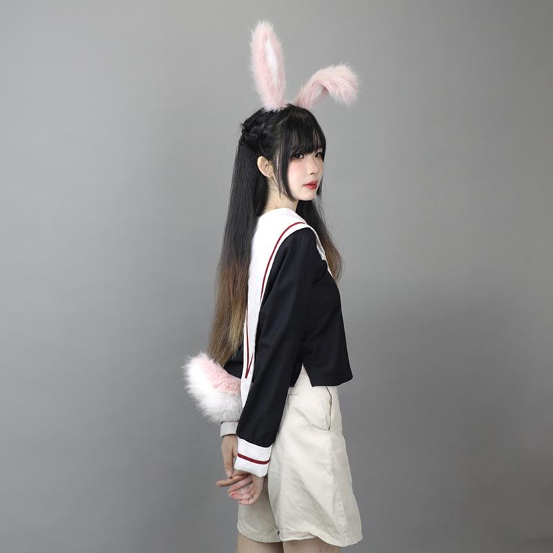 cos hand-made simulation animal ears pine plush rabbit ears