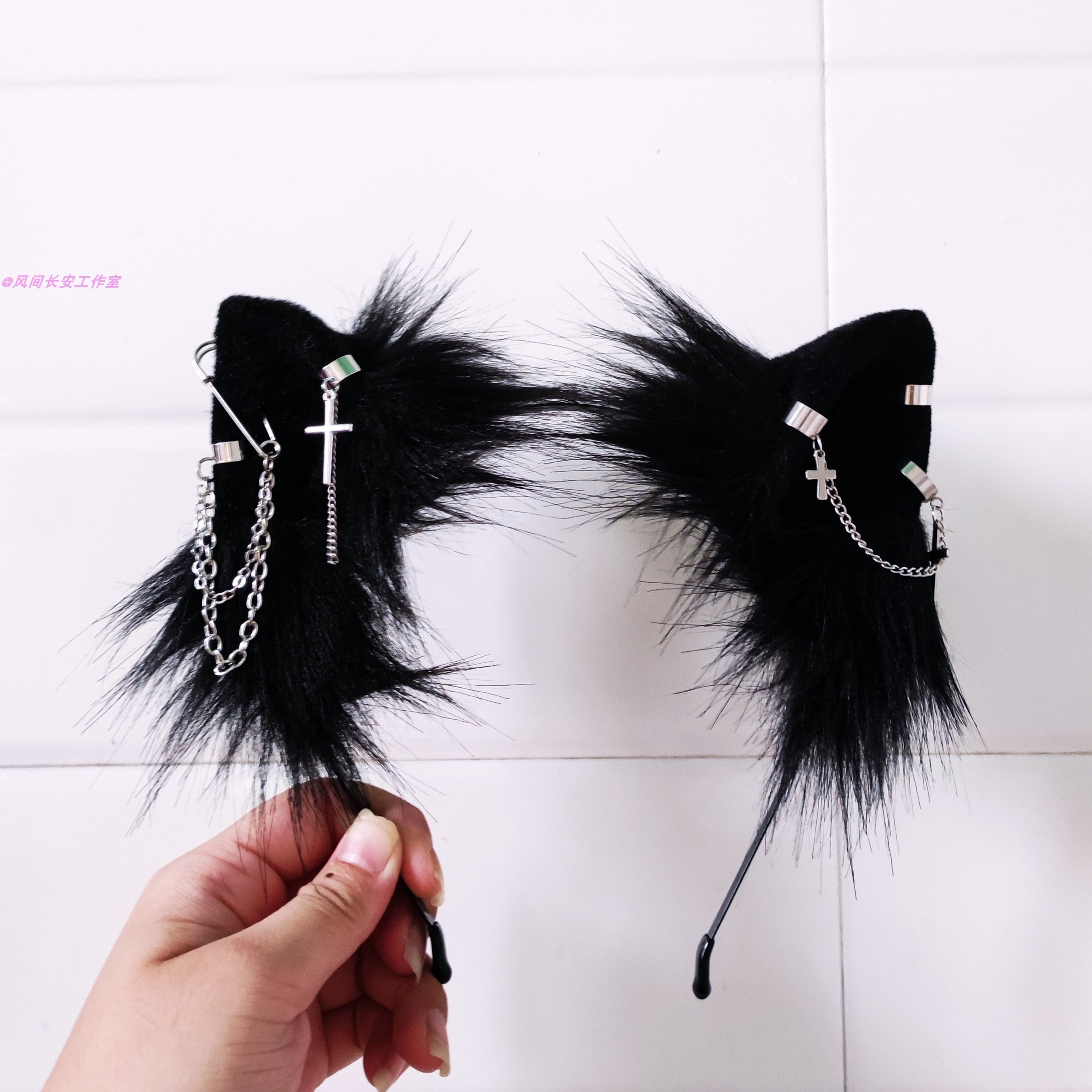 Simulation black cat animal ears headband