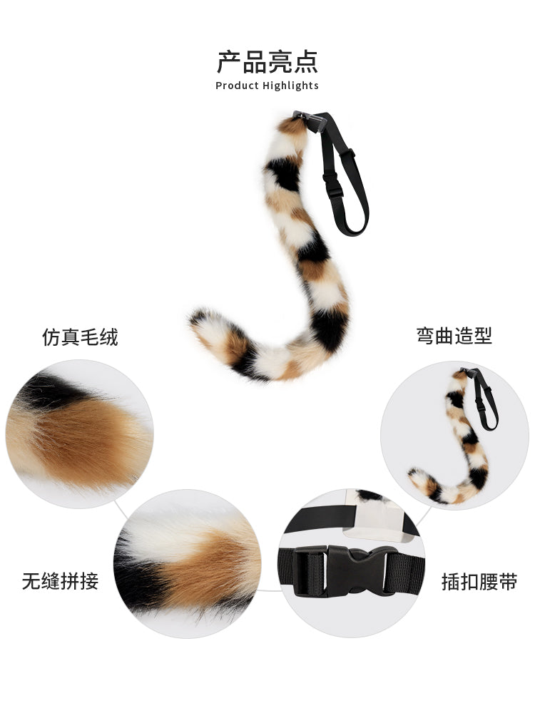Plush Simulation Cat Ears Headdress Cat Tail Set
