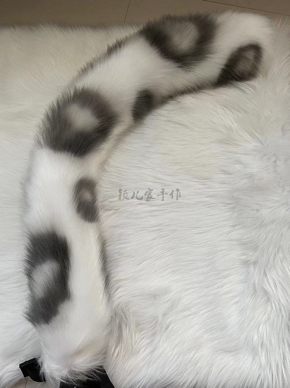 Animal ears handmade first snow leopard silver gray