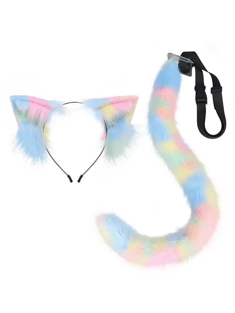 Plush Simulation Cat Ears Headdress Cat Tail Set