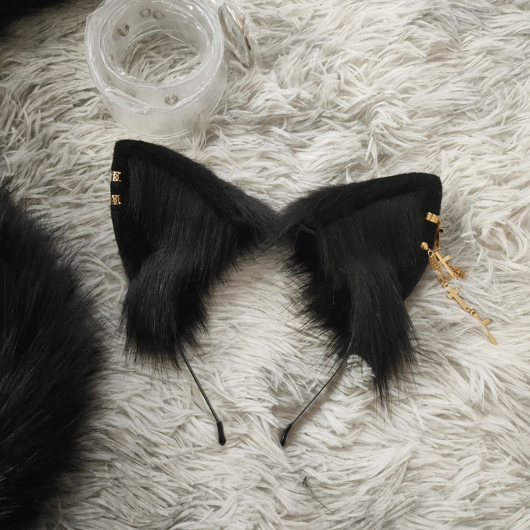 Cos handmade simulation cat ears and cat tail