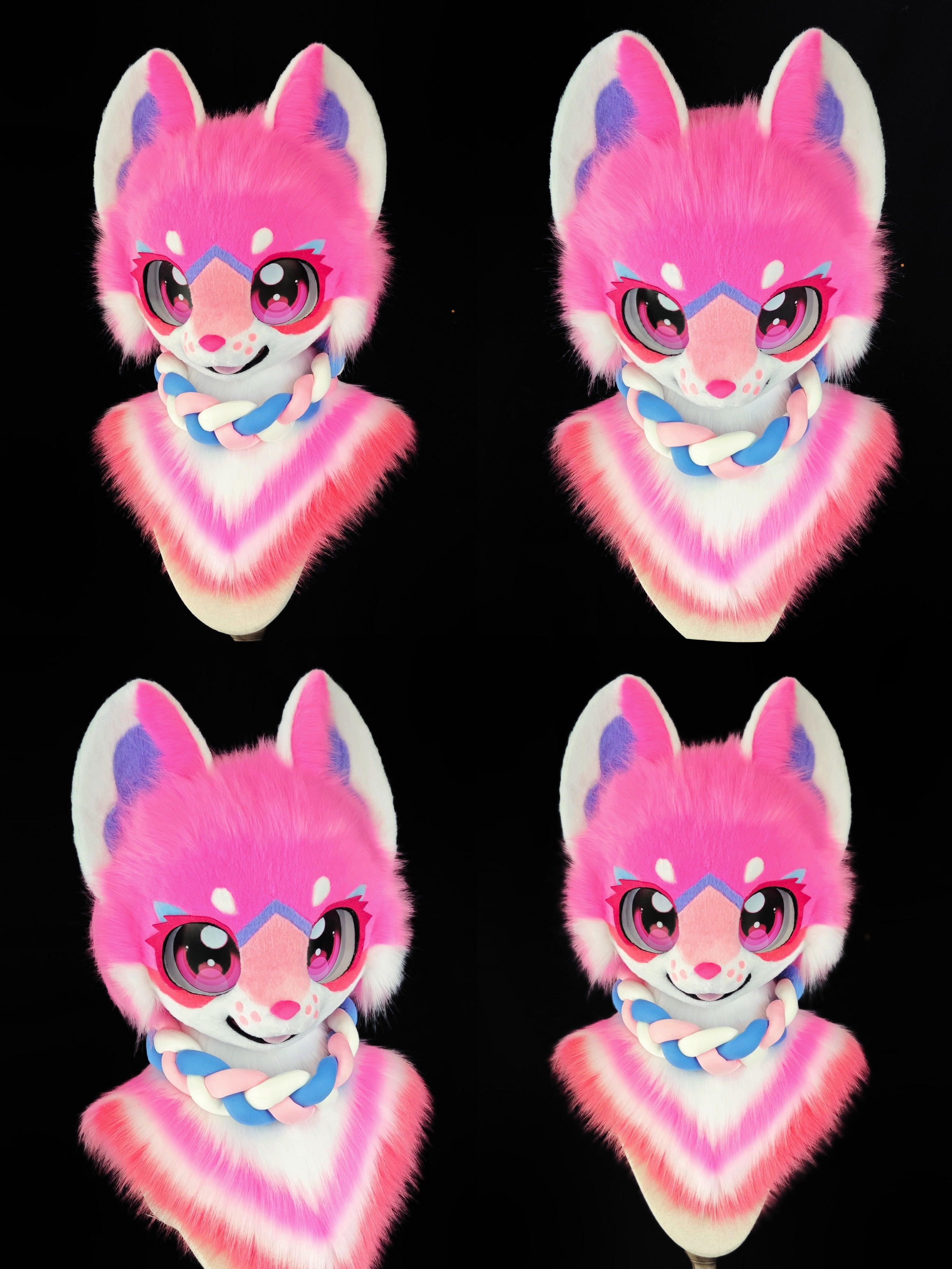 Pink cute kitten Kemono Head Fursuit(gift handpaws)