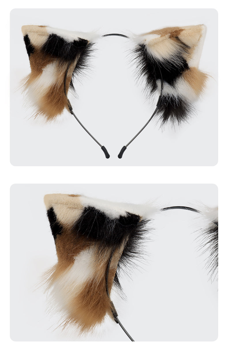 Plush Simulation Cat Ears Headdress Cat Tail Set
