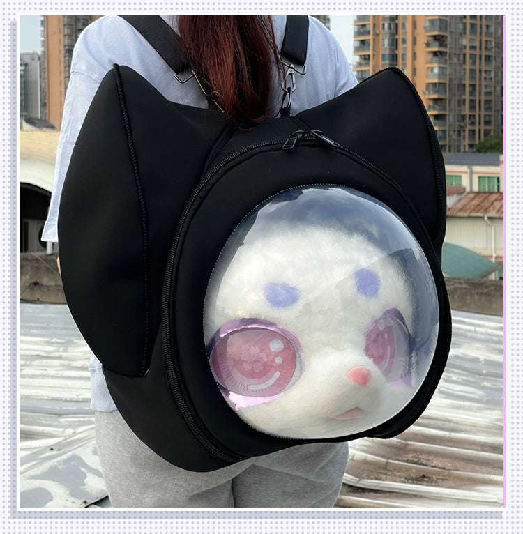 furry animal head portable backpack