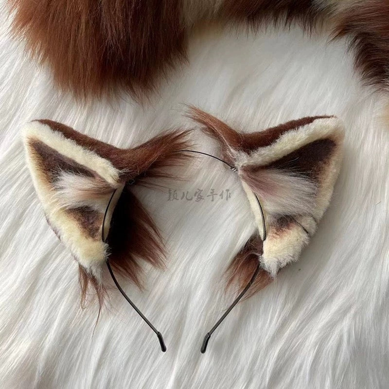Animal ear headdress red panda ears cos tail