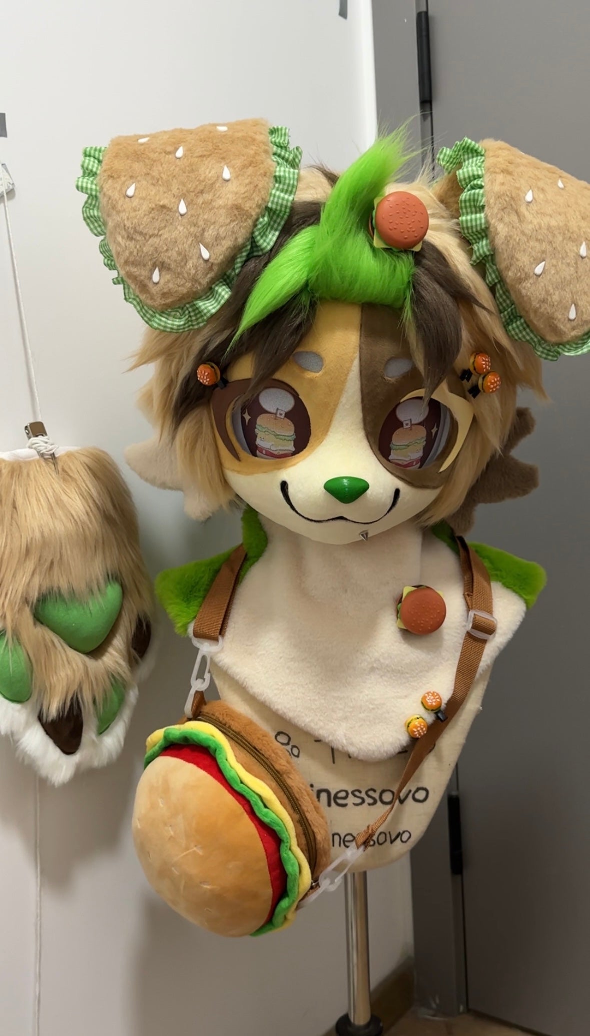 [Puppy] Cute Green Hamburger Puppy Kemono Fursuits Stock（Gift Handpaws）