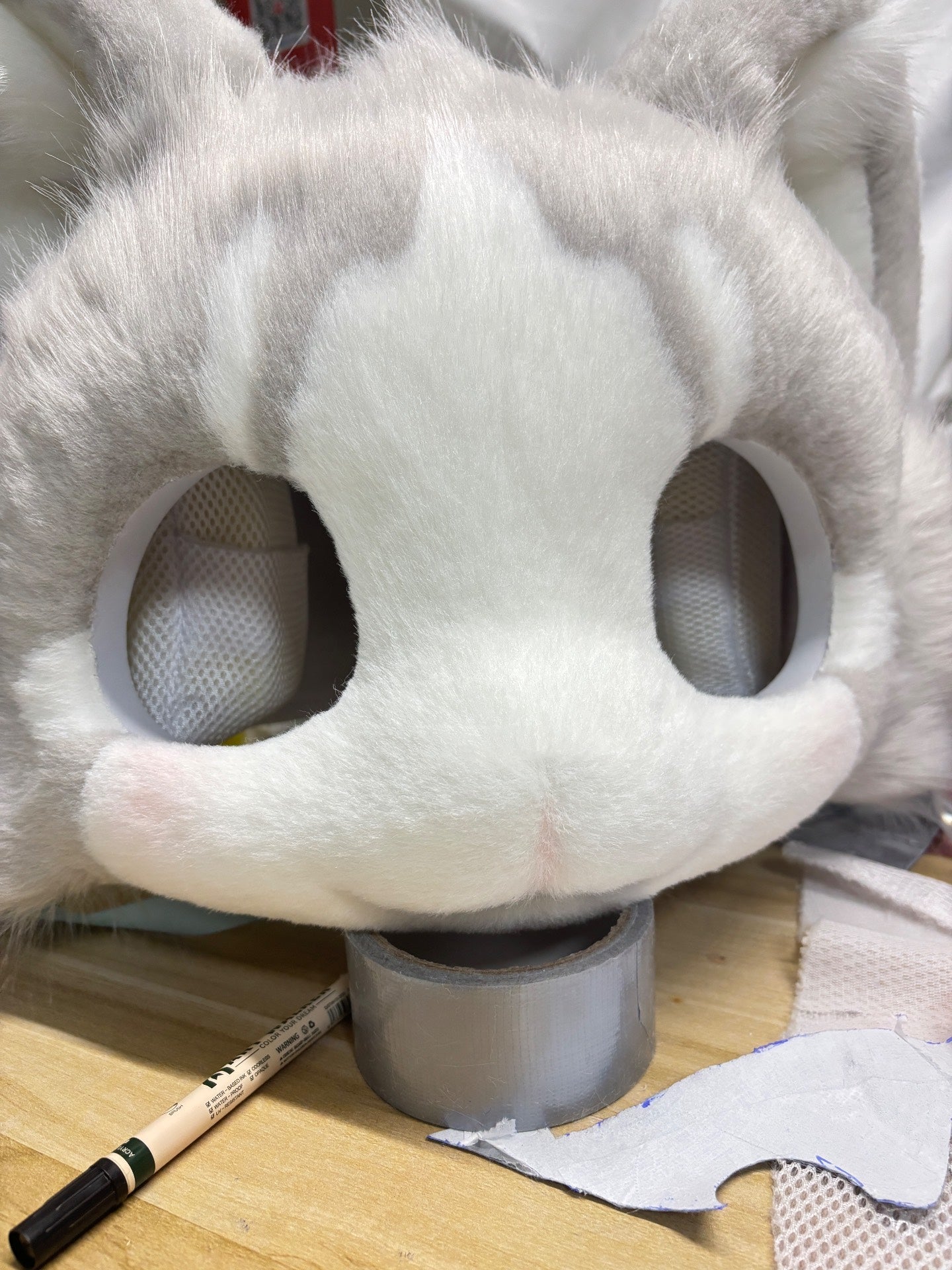 Cute gray and white cat Kemono Head Fursuit