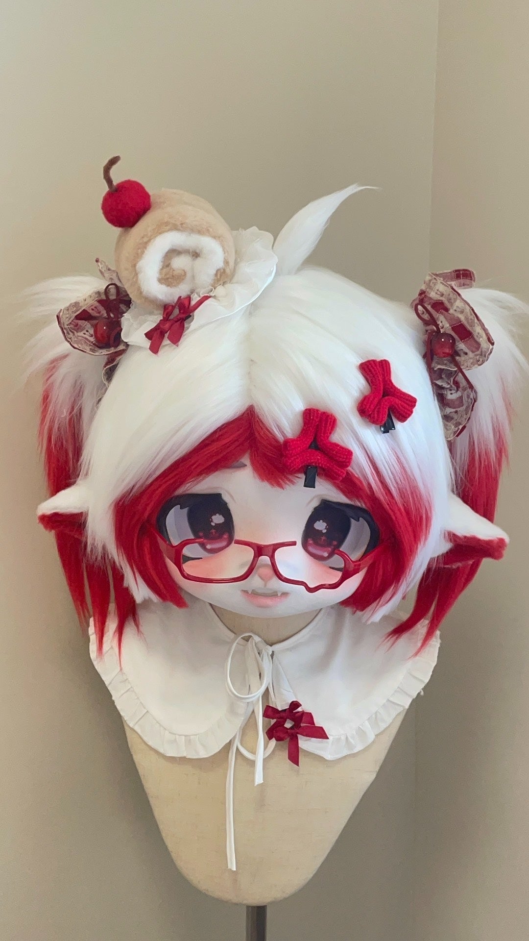 Super Cute Red Lamb Kig Head Fursuit