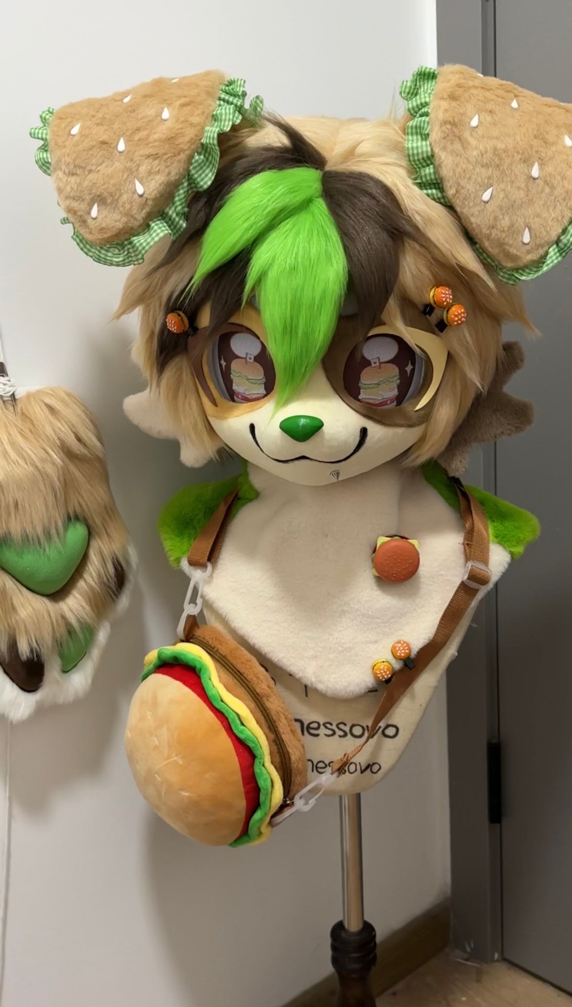 [Puppy] Cute Green Hamburger Puppy Kemono Fursuits Stock（Gift Handpaws）