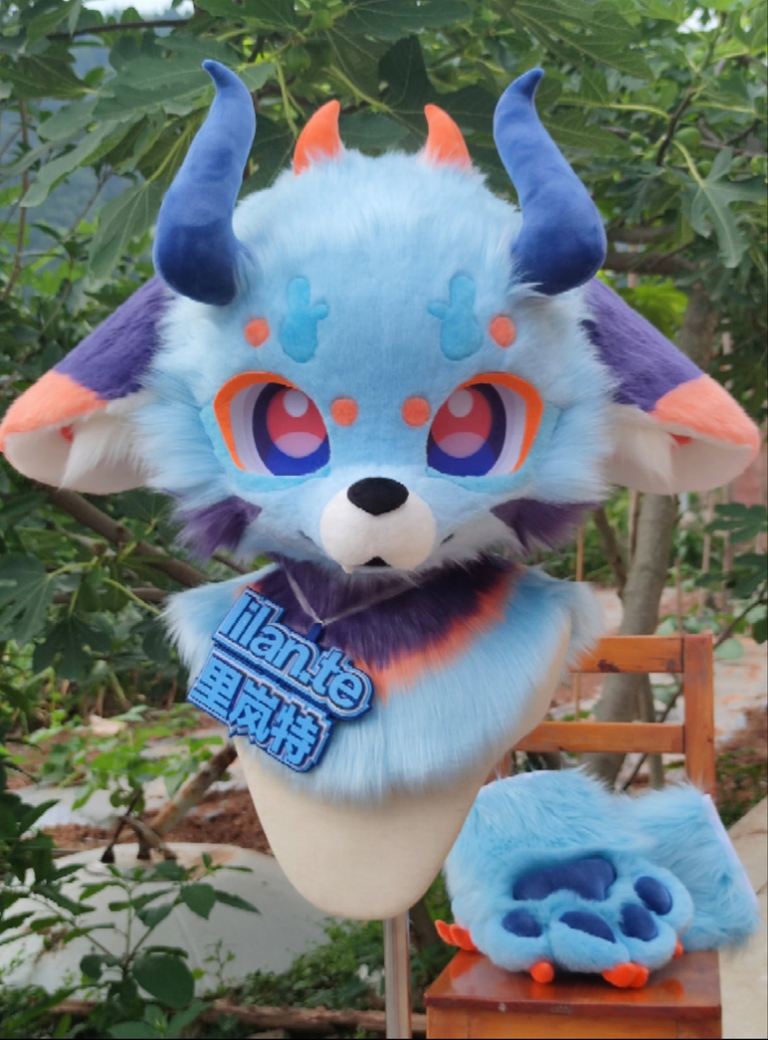 Water Element Dragon Kemono Head Fursuit (Gift Handpaws+Tail)