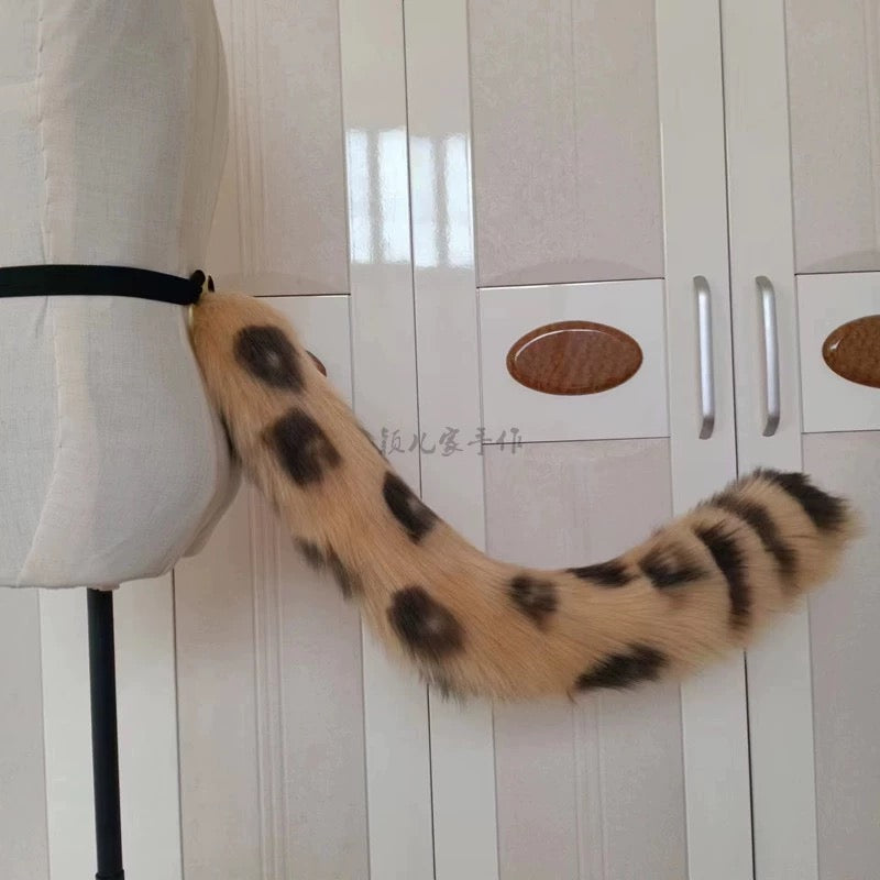 Animal tail handmade leopard furry tail