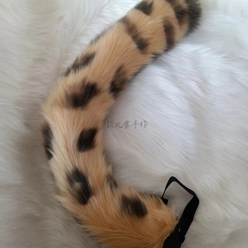 Animal tail handmade leopard furry tail